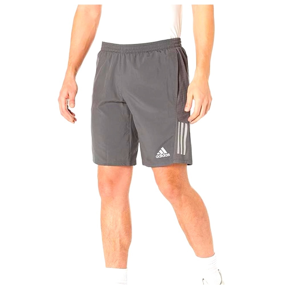 Adidas Gray Athletic Shorts with Signature Stripes M new running
